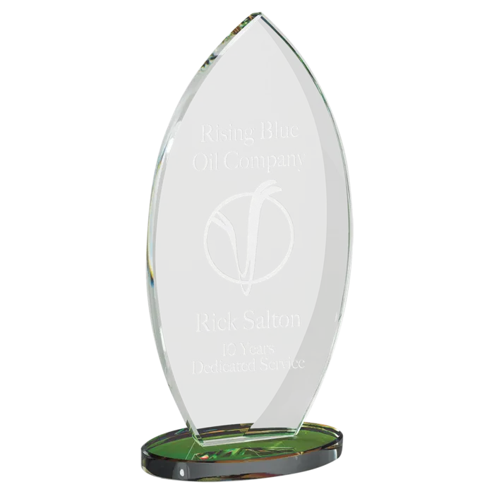7 7/8" Flame Series Clear Glass Award with Prism-Effect Base