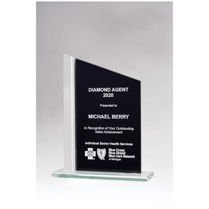 Zenith Series Black Silkscreened Glass with Brushed Aluminum Post