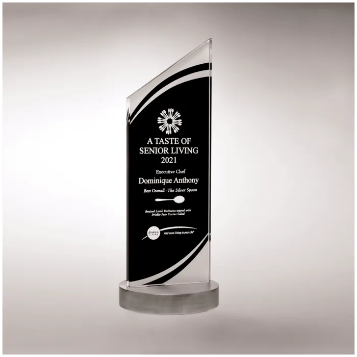 Thick Zenith Series Black Silkscreened Glass with Frosted Accents, Heavy Aluminum Base