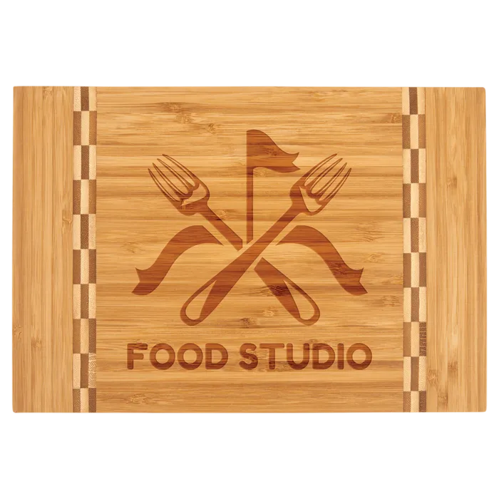 Bamboo Cutting Board with Butcher Block Inlay