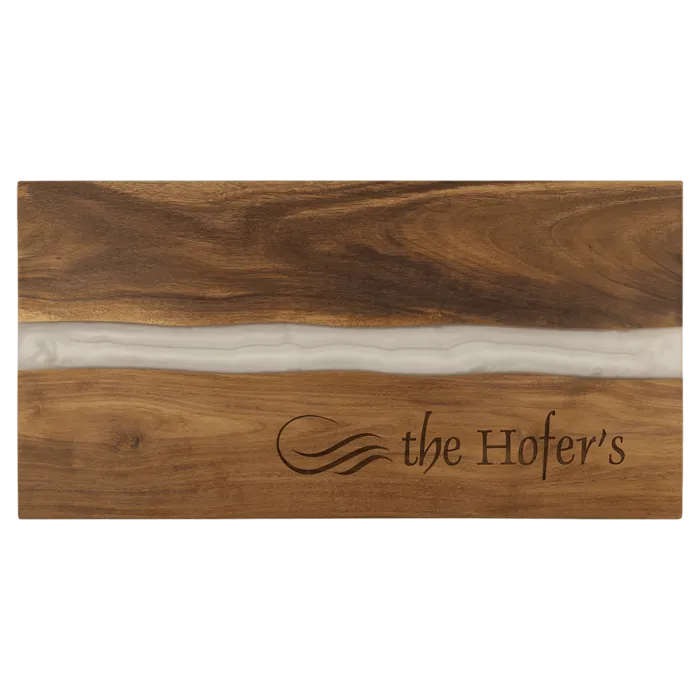 Acacia with White Pearl Resin Serving Board