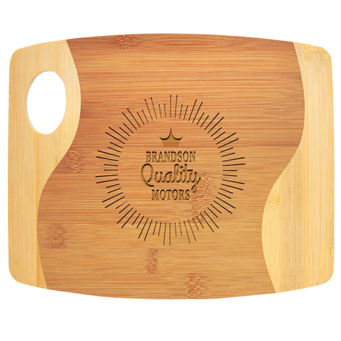 Bamboo Two Tone Cutting Board with Handle