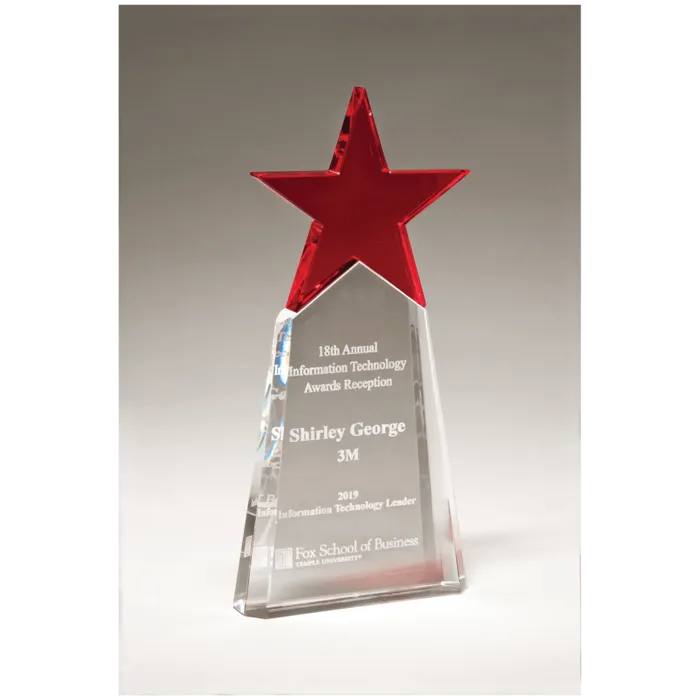 Red Crystal Star on Clear Crystal Base