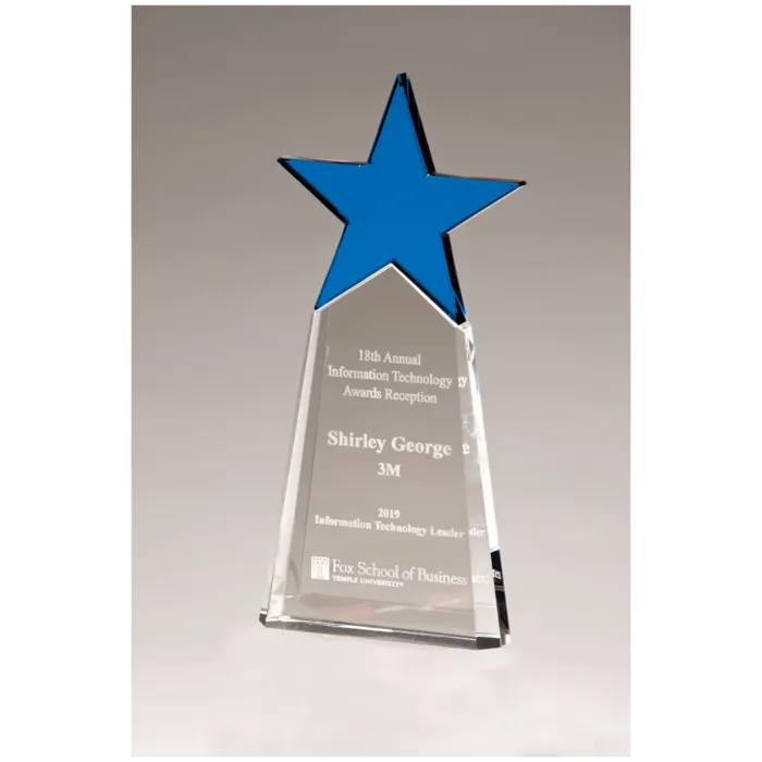 Blue Crystal Star on Clear Crystal Base