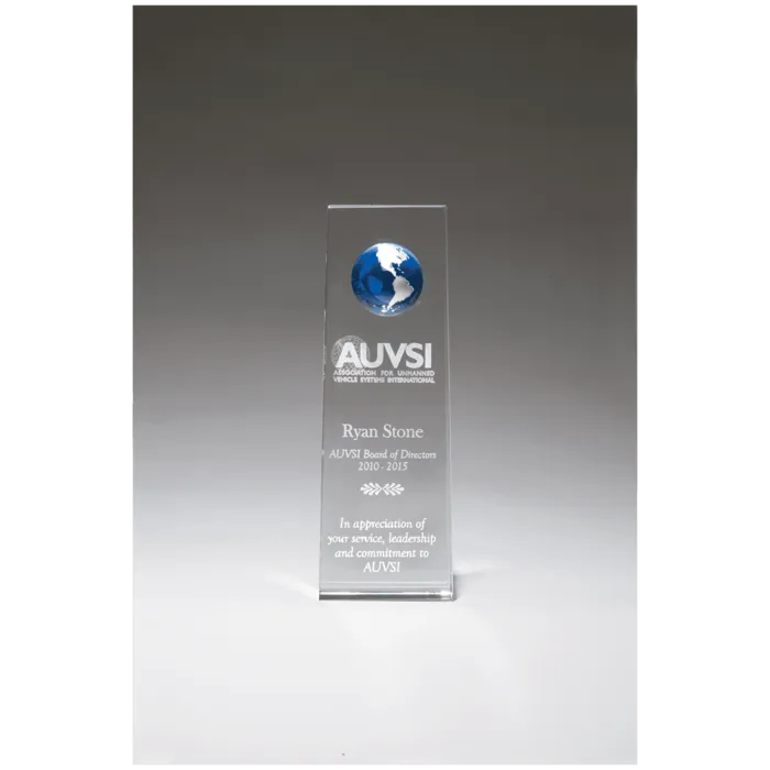 Crystal Trophy with Blue Globe
