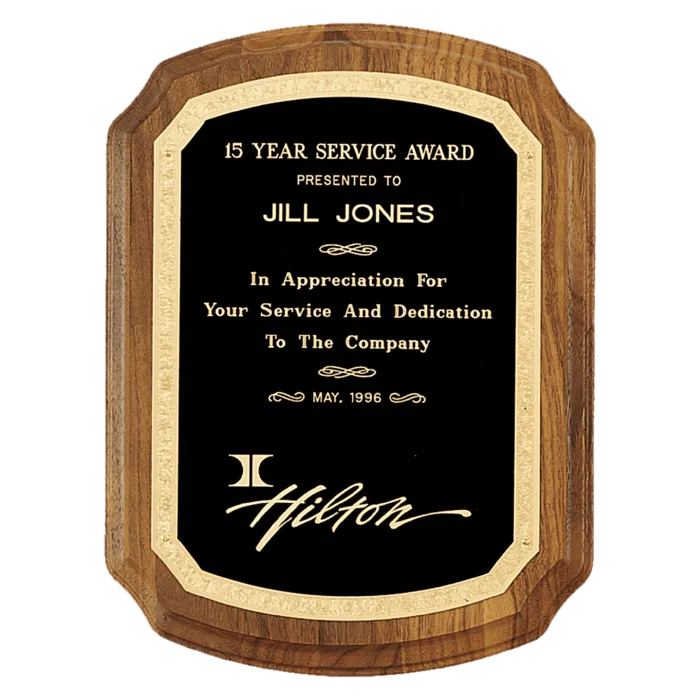 American Walnut Plaque with Gold Florentine Border Design LaserFX Plate