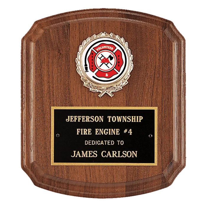 American Walnut Plaque with Gold Border Black Laserable Brass Plate and 2" Insert Holder- Witney Series (2" Inserts Sold Separately)