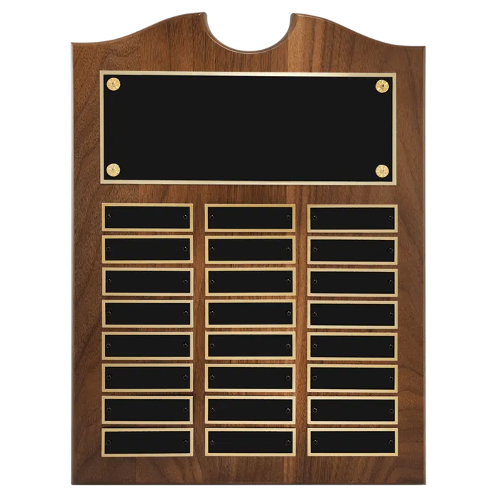 American Walnut Roster Plaque w/ 24 Plates