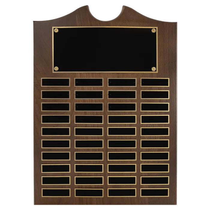 American Walnut Roster Plaque w/ 40 Plates