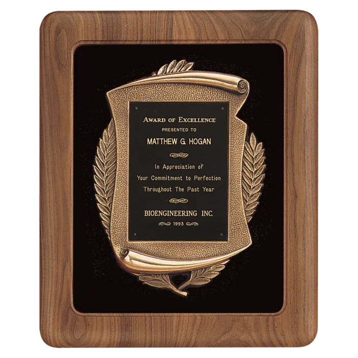 American Walnut Frame w/Black Velour Back/Bronze Finish Frame/Black Brass Plate