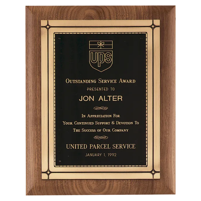 American Walnut Plaque with Antique Bronze Casting & High Quality Phoenix Frame Casting