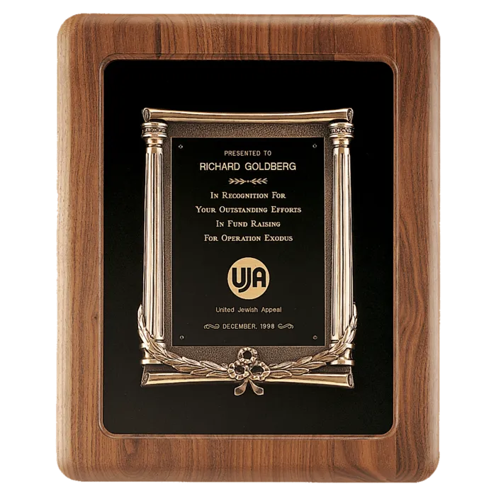 American Walnut Frame w/Black Back/Antique Bronze Cast Frame/Black Brass Plate