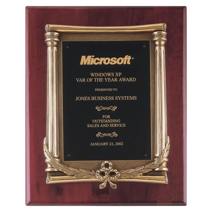 Rosewood Piano Finish Plaque, Antique Bronze Frame Casting, Black Brass Plate