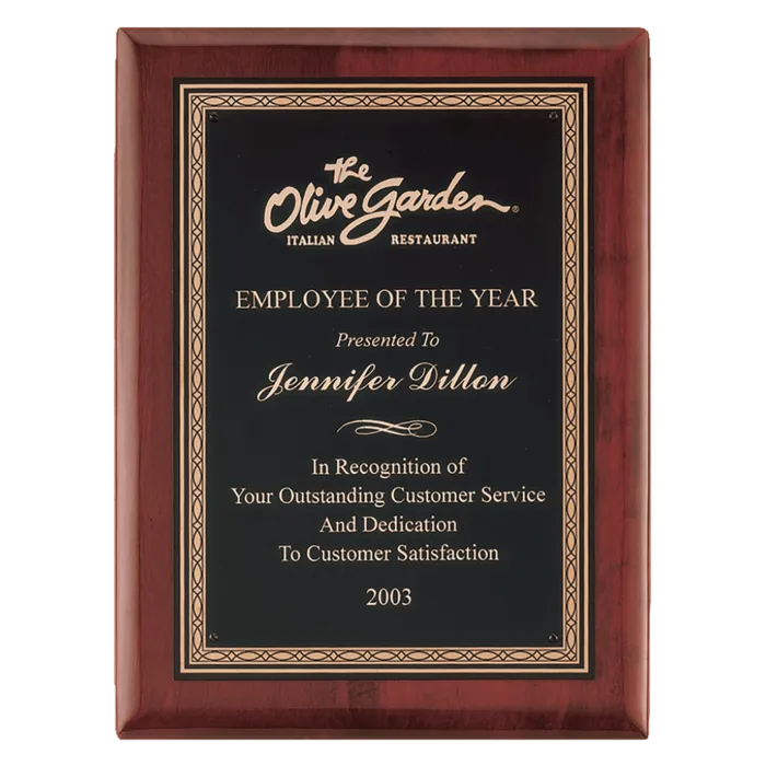 Airflyte Premium Rosewood Piano Finish Plaque wtih Gold Border Black Laserable Brass Plate