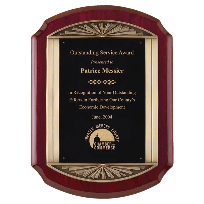 Piano Finish Plaque with Antique Bronze Finish Frame Casting with Black LaserFX Engraving Plate