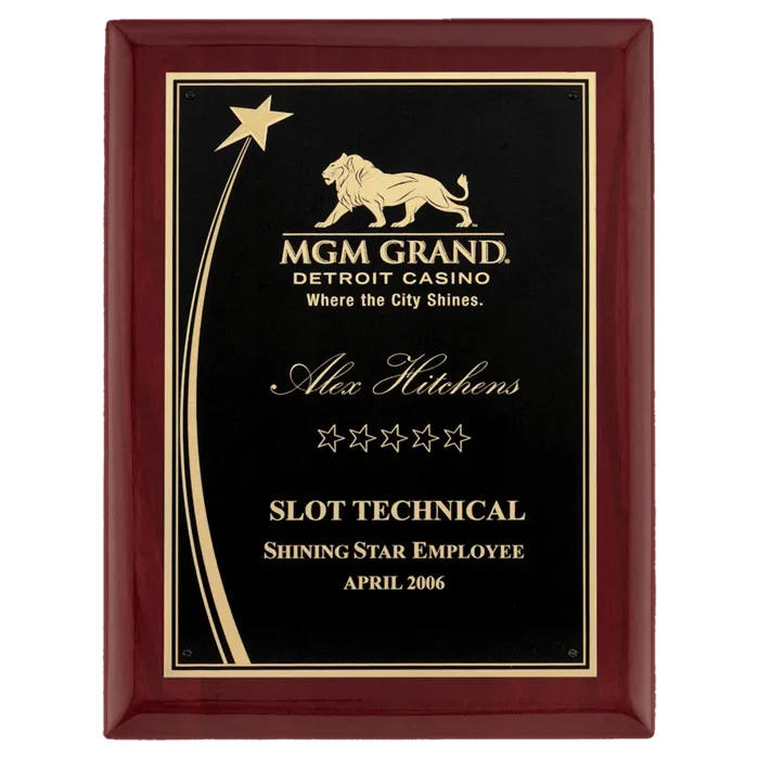 Airflyte Premium Rosewood Piano Finish Plaque with Shooting Star Accent Engraving Plate