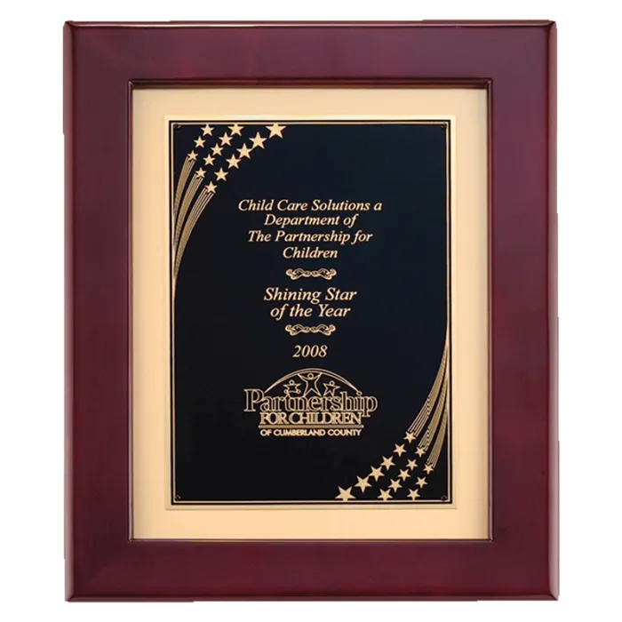 Airflyte Rosewood Piano Finish Frame with Gold Metal Background and Florentine Design Star Border Plate