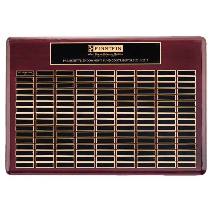 Rosewood Piano Finish 96 Plate Perpetual Plaque with Black Brass Plates (7/8" x 2 3/4" plates)