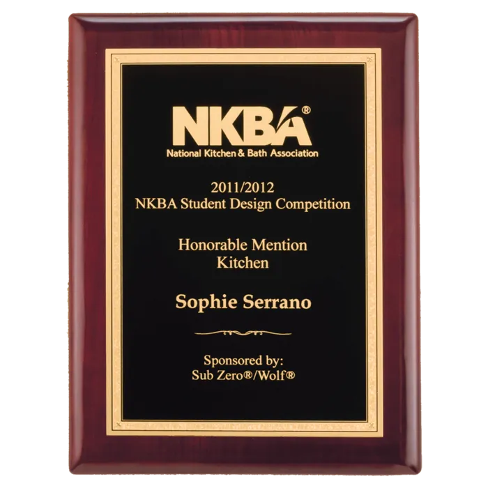 Airflyte Rosewood Piano Finish Plaque with Textured Black/Gold Florentine Border LaserFX Plate