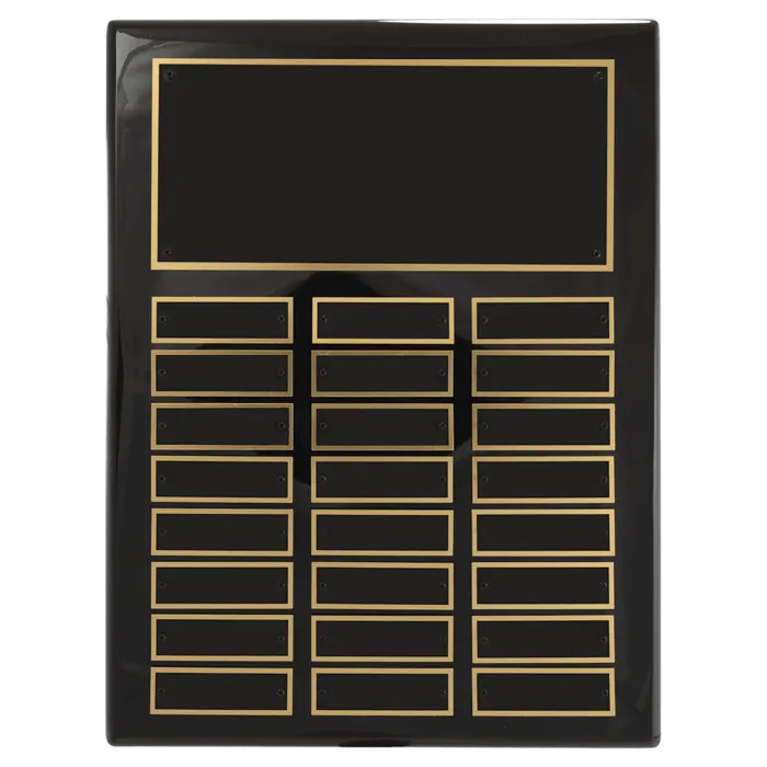 Airflyte Black Piano Finish 24 Plate Perpetual Plaque with Black Brass Plates