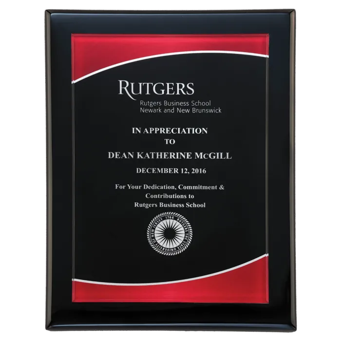 Airflyte Black Piano Finish Plaque with Red Border Acrylic Plate