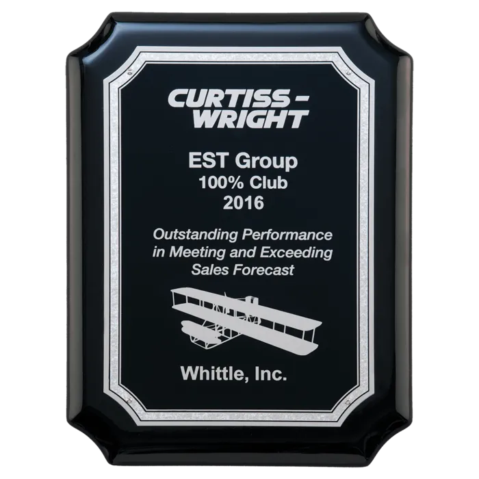 Black High Gloss Plaque with Black Silver Florentine Border Laserable Aluminum Plate