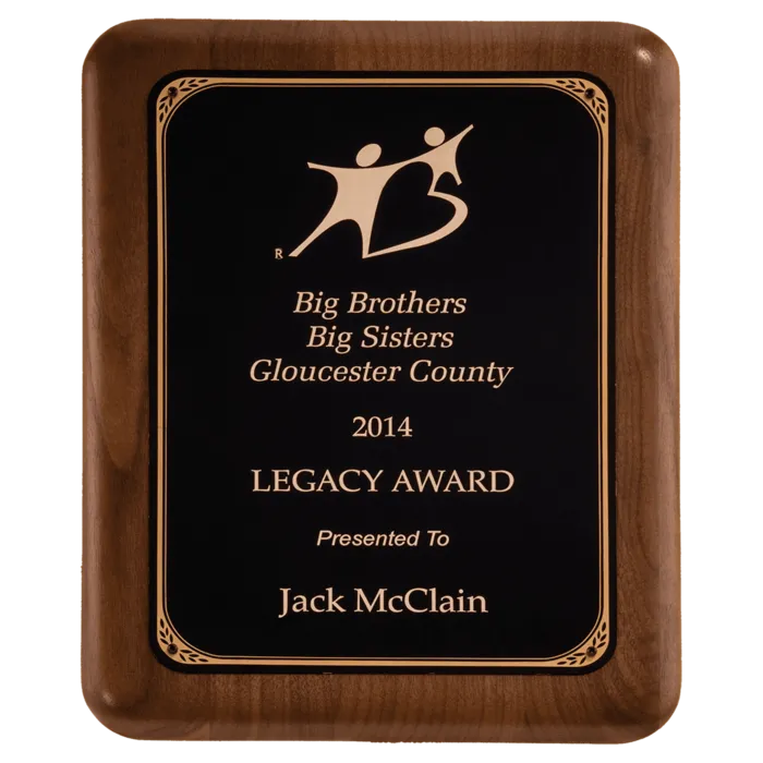 American Walnut Plaque with Gold Border LaserFX Plate