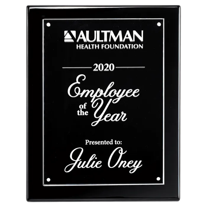 Black High Gloss Plaque wtih Acrylic Engraving Plate