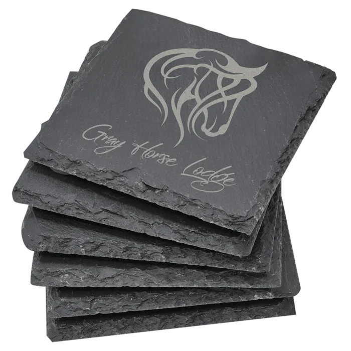 Square Slate Coaster Set-6 Piece
