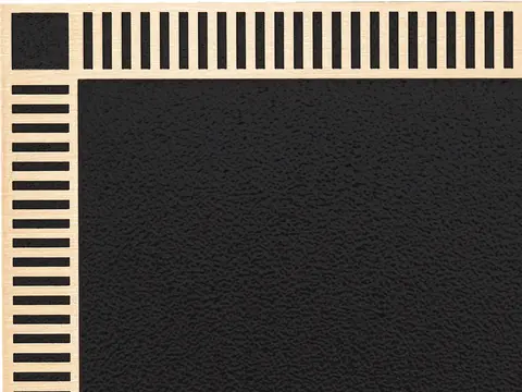 The corner of a sample plaque with the Adam decorative border, a band of fine bars