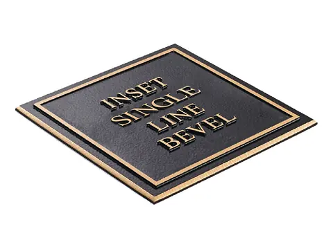 A sample bronze plaque with an inset single line bevel border