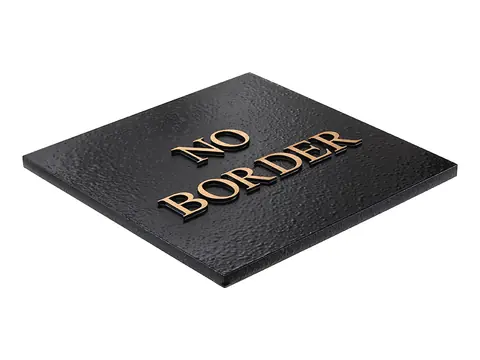 A sample bronze plaque with no border, reading NO BORDER