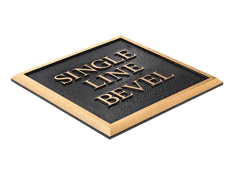 A sample bronze plaque with a single line bevel border