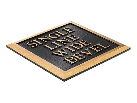 A sample bronze plaque with a single line wide bevel border