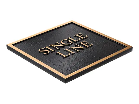 A sample bronze plaque with a single line border