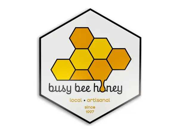 An example of a six sided plaque with a honeycomb logo printed in full color