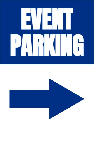 A-frame sign template, event parking, reading "EVENT" and "PARKING", in blue and white