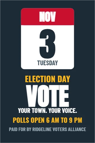 A-frame sign template, get out the vote, calendar page, reading "NOV", "3" and "VOTE", in white and navy