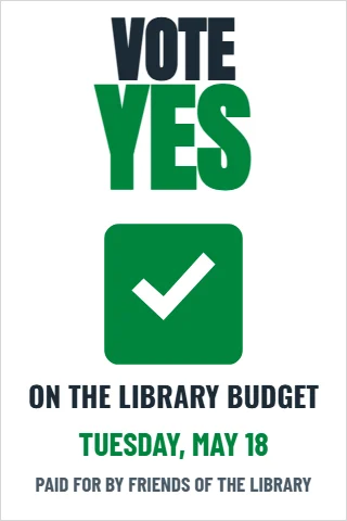 A-frame sign template, vote yes on, reading "VOTE", "YES" and "TUESDAY, MAY 18", in white
