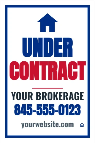 A-frame sign template, under contract, reading "UNDER", "CONTRACT" and "845-555-0123", in white