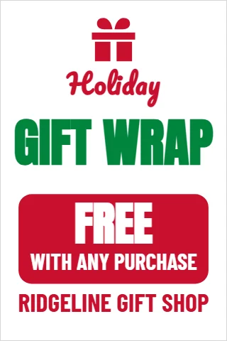 A-frame sign template, free gift wrapping, reading "Holiday", "GIFT WRAP" and "FREE", in red and white