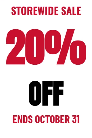 A-frame sign template, storewide sale, percent huge, reading "STOREWIDE SALE", "20%" and "OFF", in white