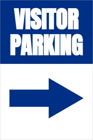 A-frame sign template, visitor parking, reading "VISITOR" and "PARKING", in blue and white