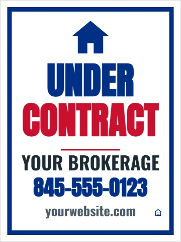 Aluminum sign template, under contract, reading "UNDER", "CONTRACT" and "845-555-0123", in white