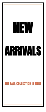 Banner stand template, new arrivals, reading "NEW", "ARRIVALS" and "THE FALL COLLECTION IS HERE", in white