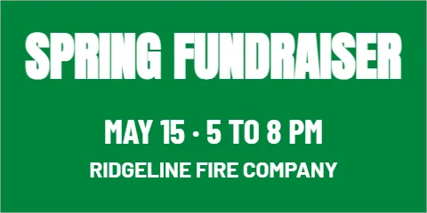 Banner template, event, reading "SPRING FUNDRAISER", "MAY 15 · 5 TO 8 PM" and "RIDGELINE FIRE COMPANY", in green