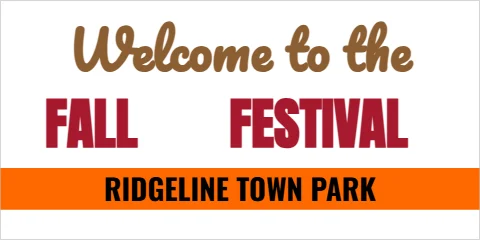 Banner template, welcome to the festival, reading "Welcome to the", "FALL" and "FESTIVAL", in orange and white