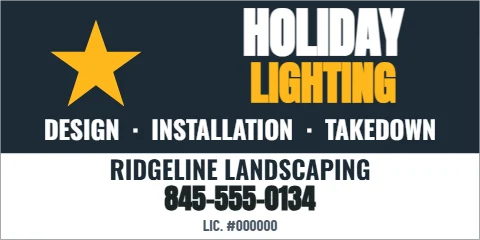Banner template, holiday lighting, reading "HOLIDAY", "LIGHTING" and "845-555-0134", in white and navy