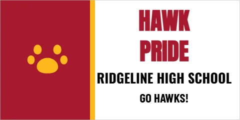 Banner template, hawk pride, reading "HAWK", "PRIDE" and "GO HAWKS!", in maroon and white