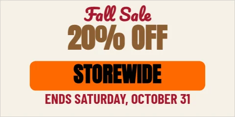 Banner template, fall sale, reading "Fall Sale", "20% OFF" and "STOREWIDE", in orange and cream